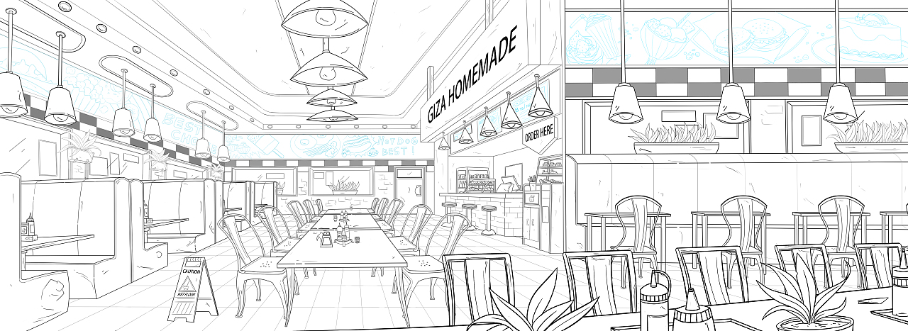 北美动画风格的Layout背景