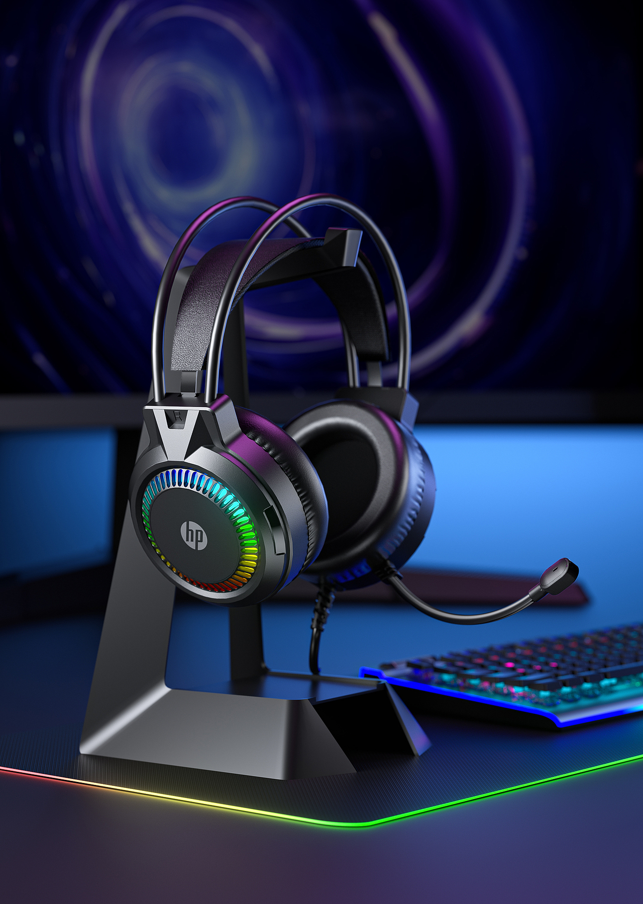 HP耳机键盘-外设产品渲染