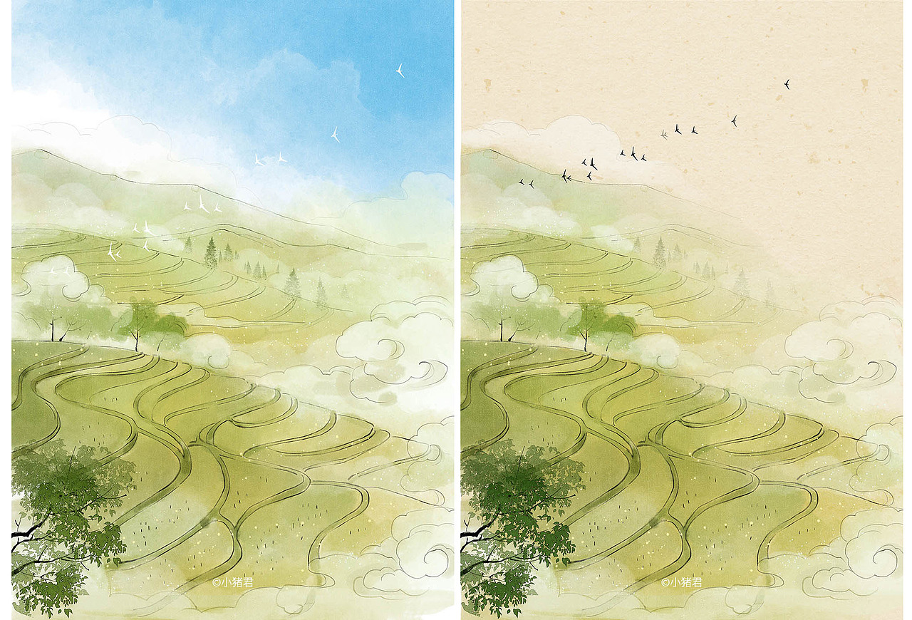 中国河山风景系列（图ZMzI5NDA4NjE2） - 商业插画 - 站酷设计师小猪君原创素材 - 站酷ZCOOL