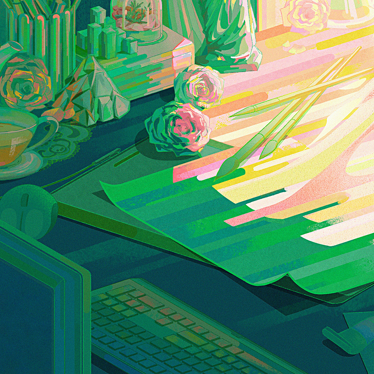 茶派的美好世界-生命力（圖ZMzQxODk5MDI4） - 商業(yè)插畫 - 站酷設計師Eryaa原創(chuàng)素材 - 站酷ZCOOL