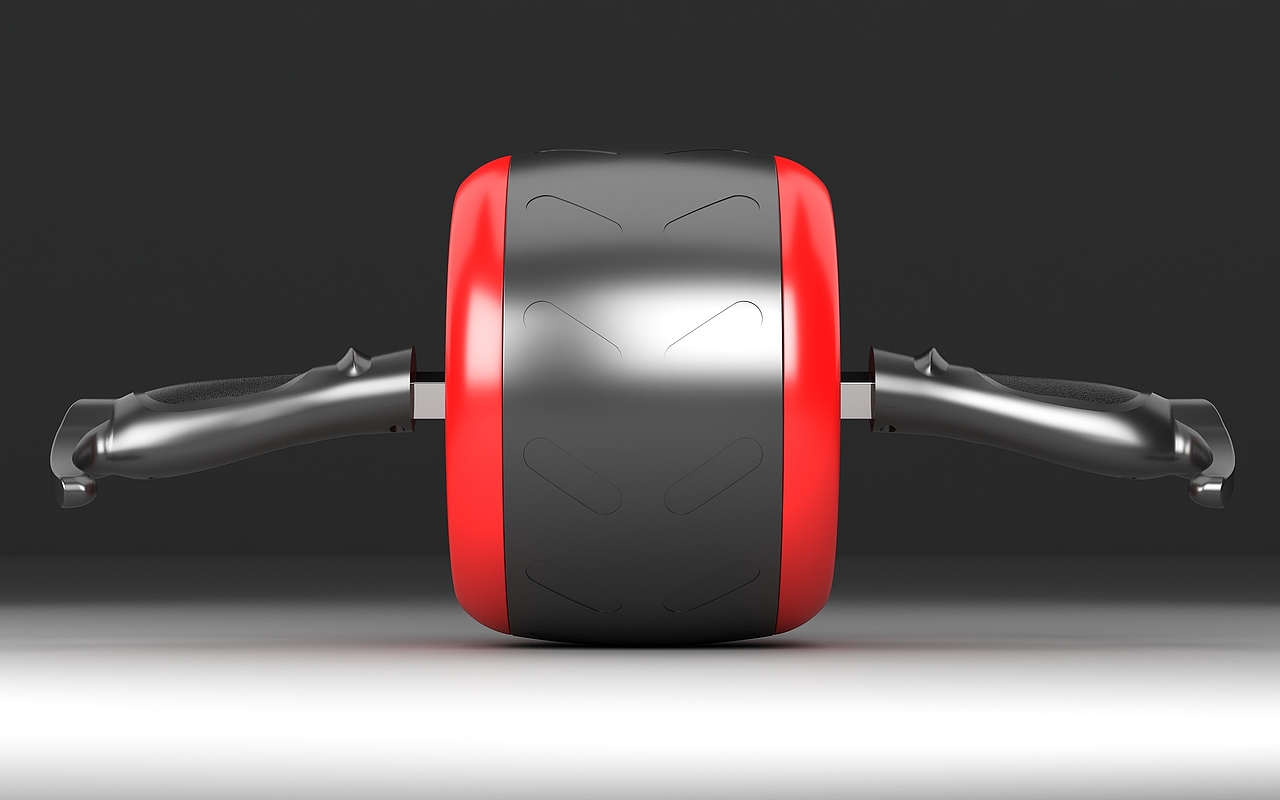 黑红色健腹轮运动产品高清3d渲染_雄曦视觉创意设计-站酷zcool