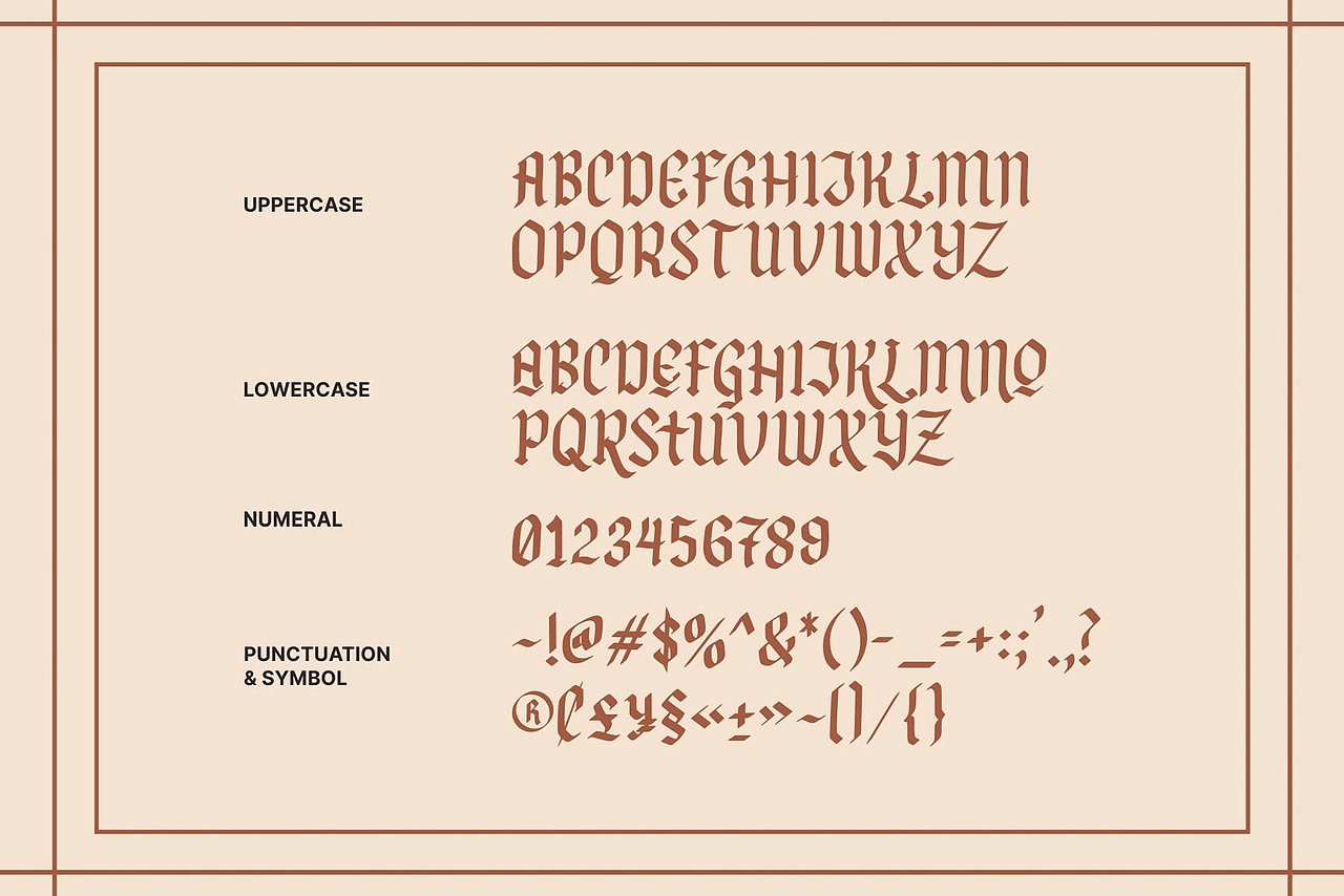 复古潮流暗黑哥特潮牌logo海报标题纹身装饰英文字体