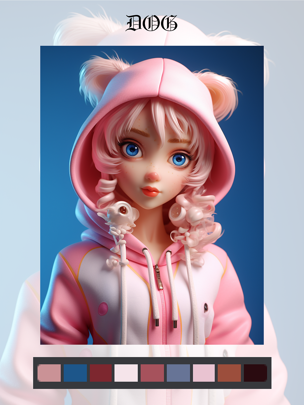 生肖主题连帽衫娃娃服装设计(女孩)