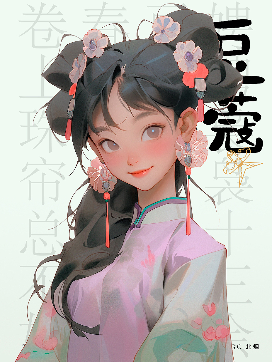 AIGC创意古装青春女孩插画——《豆蔻年华》