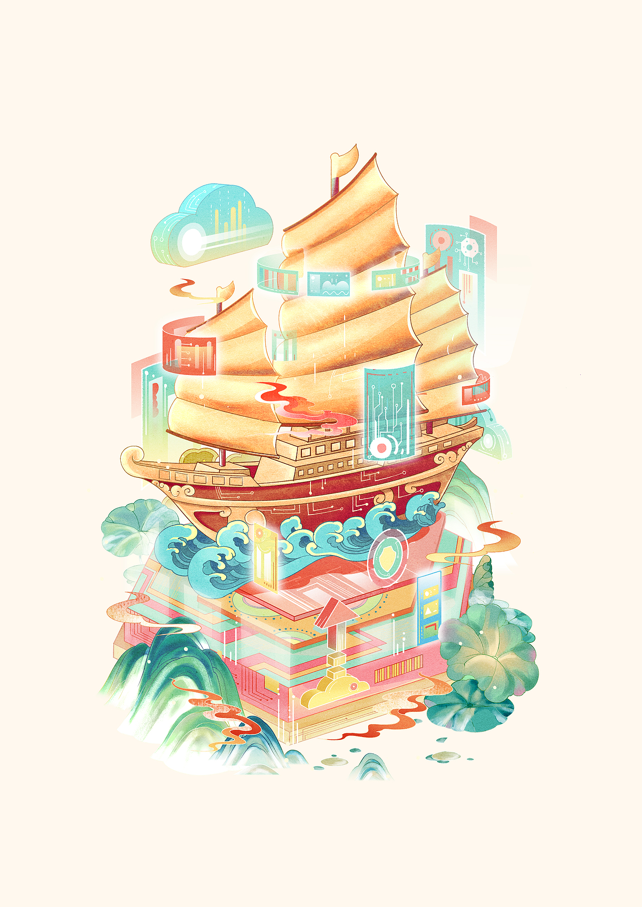 【华为云 X 日历】（图ZMzY3NjM1OTM2） - 商业插画 - 站酷设计师阿张吖原创素材 - 站酷ZCOOL