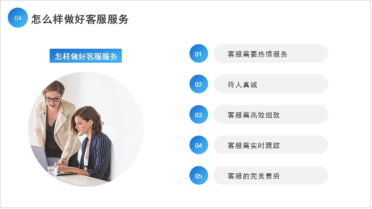 蓝色商务客服服务沟通技巧培训手册PPT模板