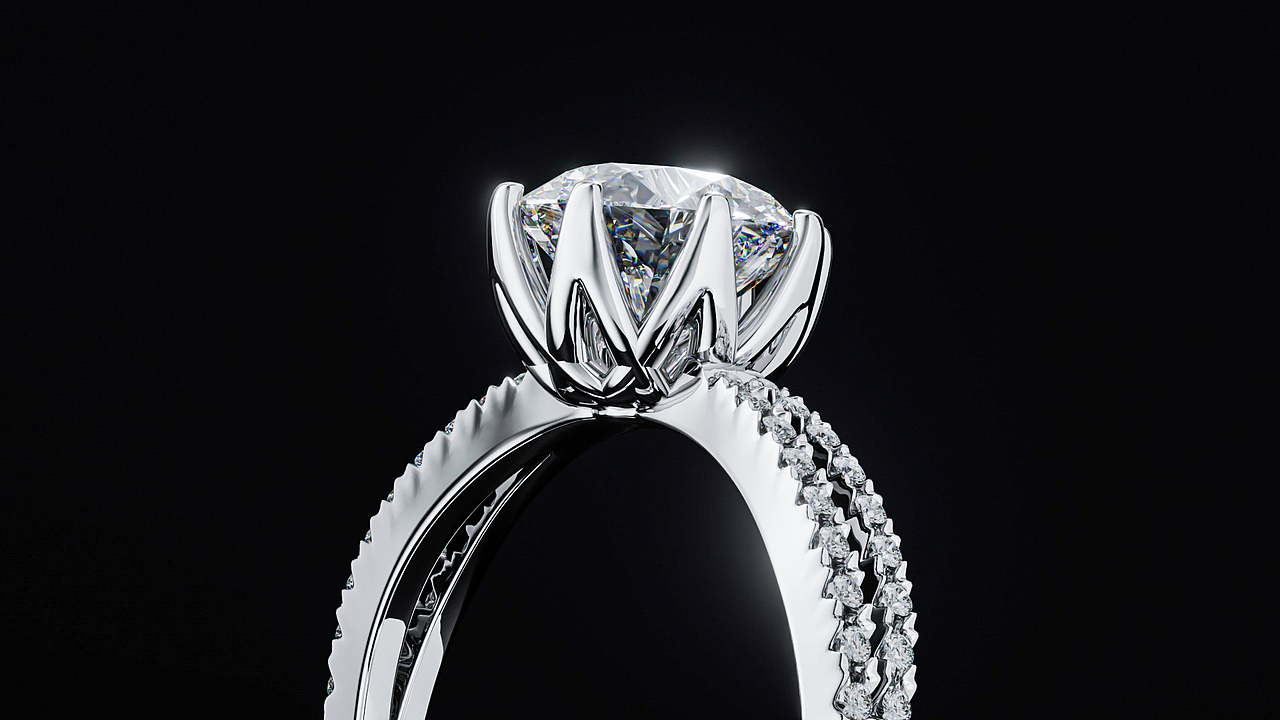 莫桑钻戒指-C4D建模-OC渲染动画作品