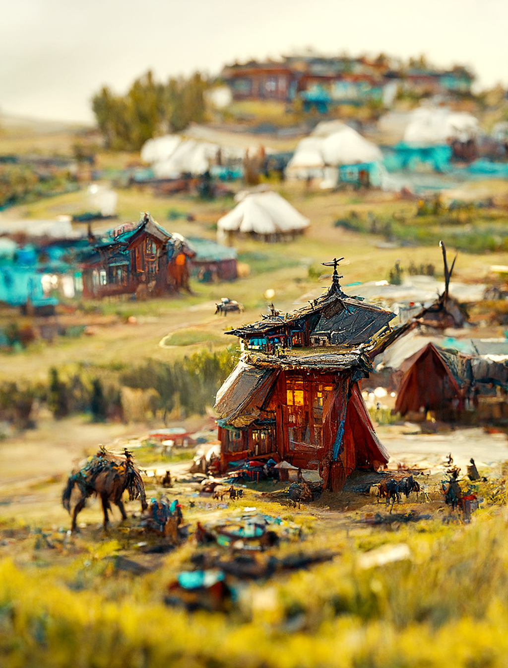 AI绘画-蒙古建筑微缩镜头（图ZMzExODc1NjUy） - 艺术插画 - 站酷设计师皮卡索的绘画梦原创素材 - 站酷ZCOOL