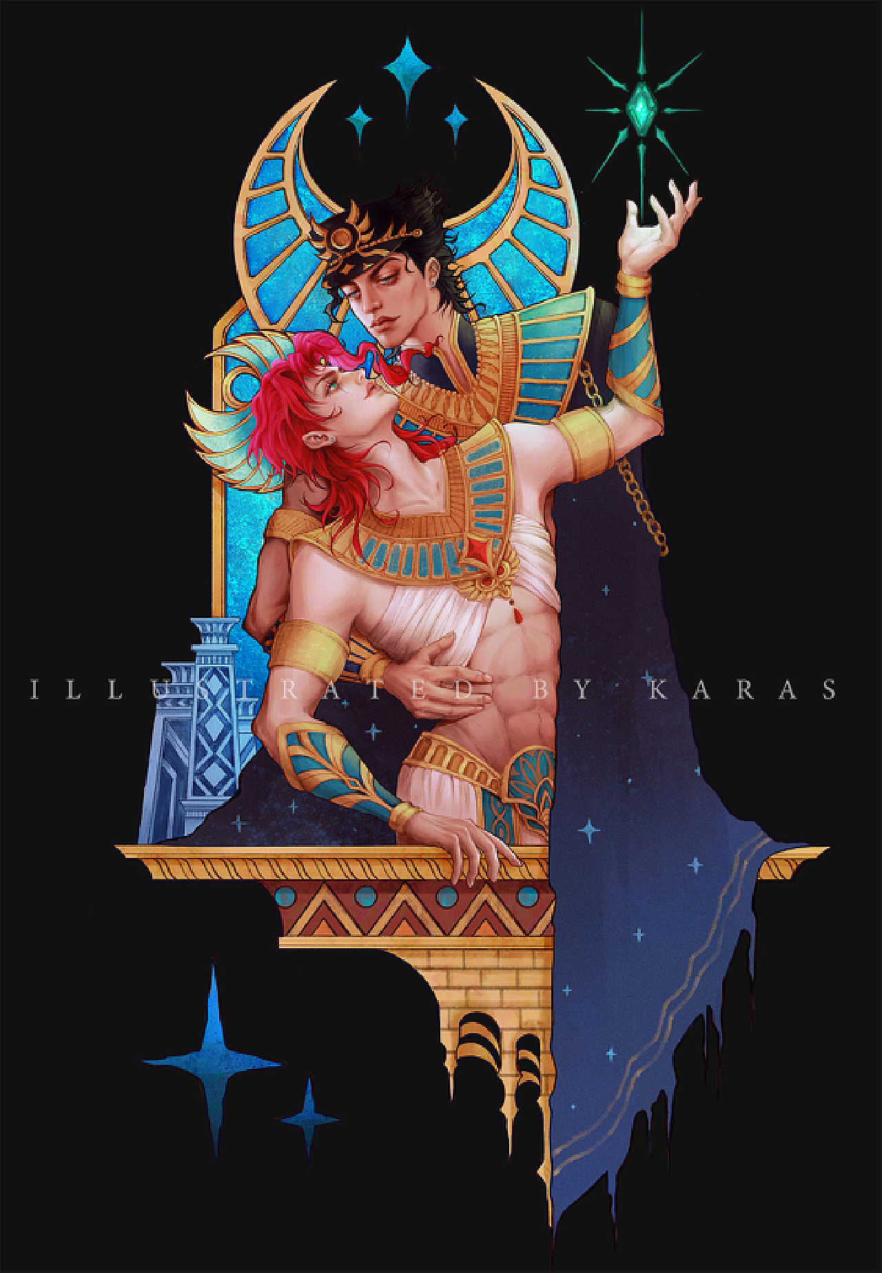 【合集】JOJO双人同人教堂彩窗风插画_罗德KARAS-站酷ZCOOL