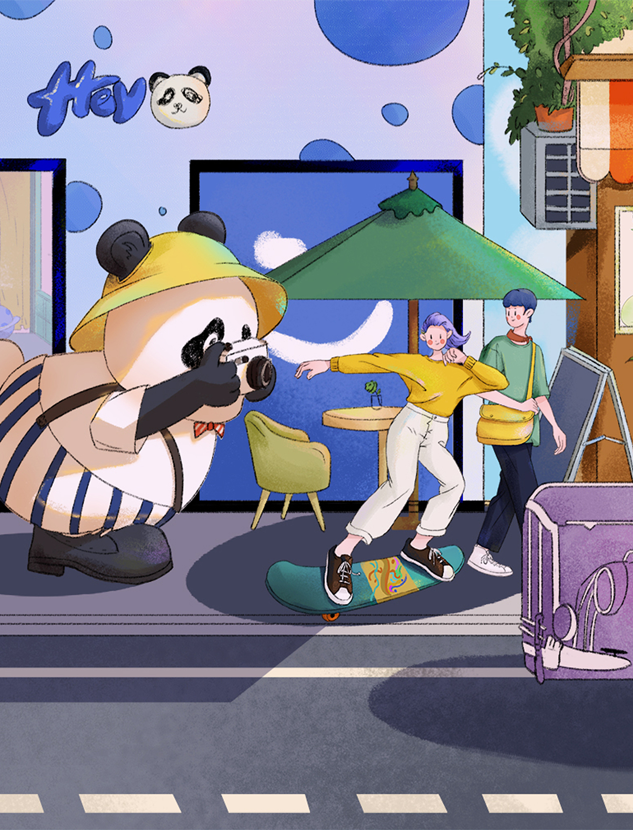 《回忆街步行街》（图ZMzIyMTY4MjUy） - 新锐潮流插画 - 站酷设计师蜗牛小笙原创素材 - 站酷ZCOOL