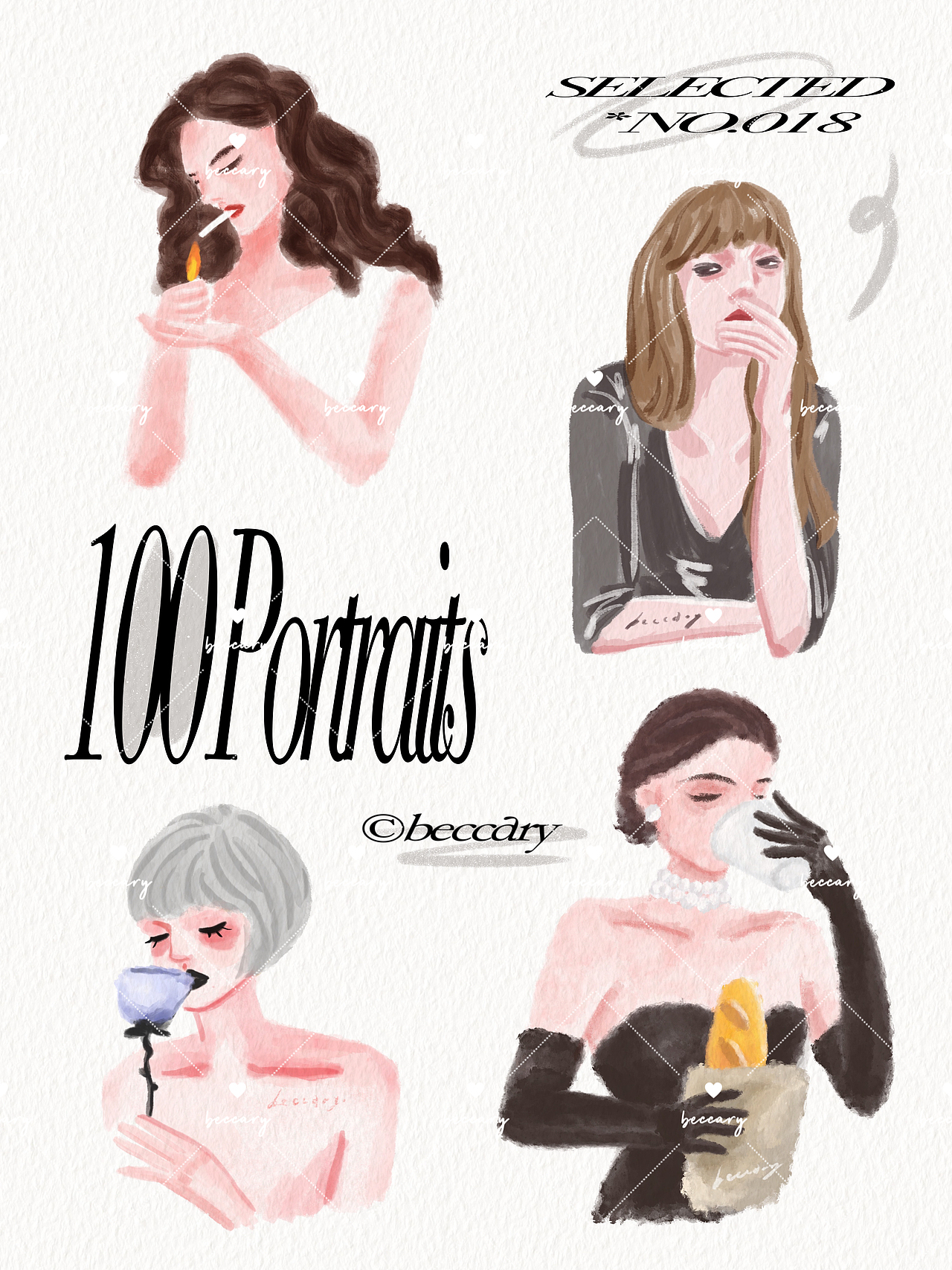 ｛100 Portraits｝100张女孩肖像插画（图ZMzQ0MjU5NzIw） - 艺术插画 - 站酷设计师beccary原创素材 - 站酷ZCOOL