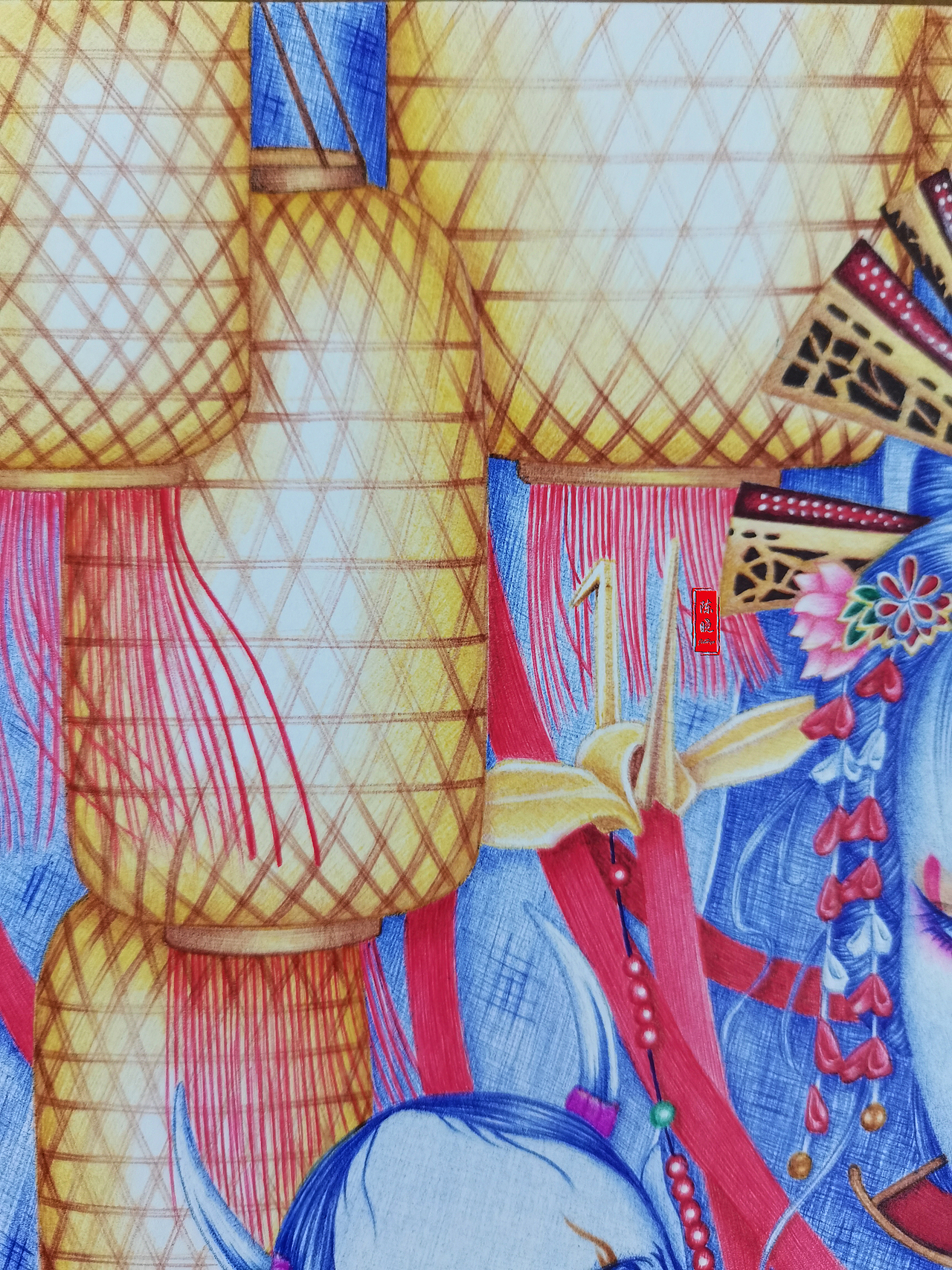 圆珠笔画《花魁》