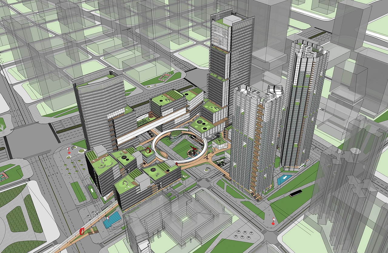 现代商业综合体SU模型下载