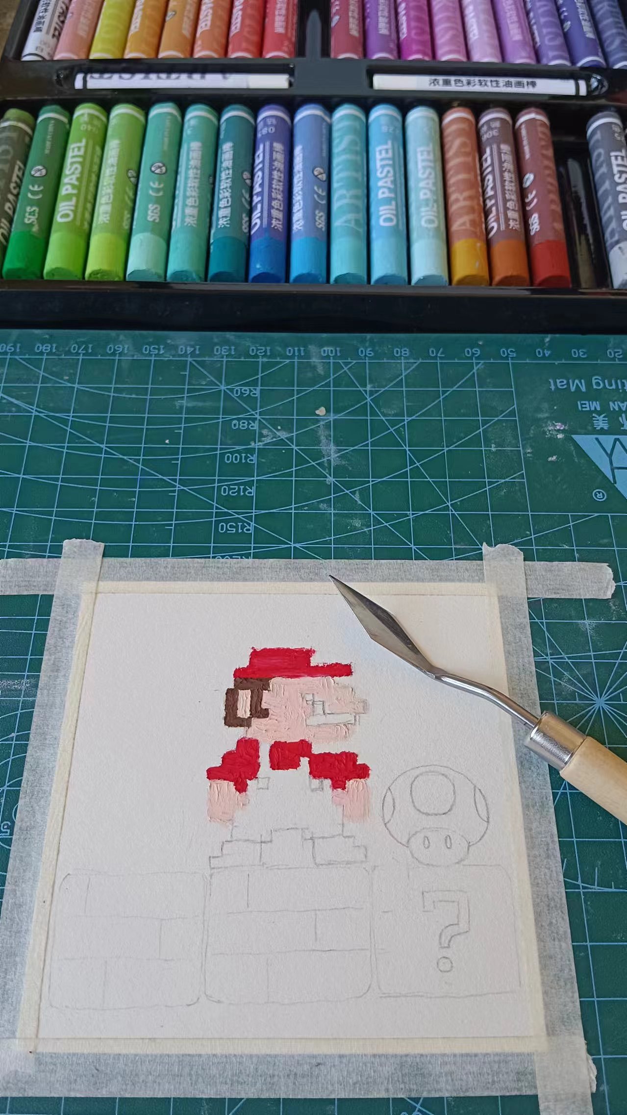 油画棒马赛克-超级玛丽