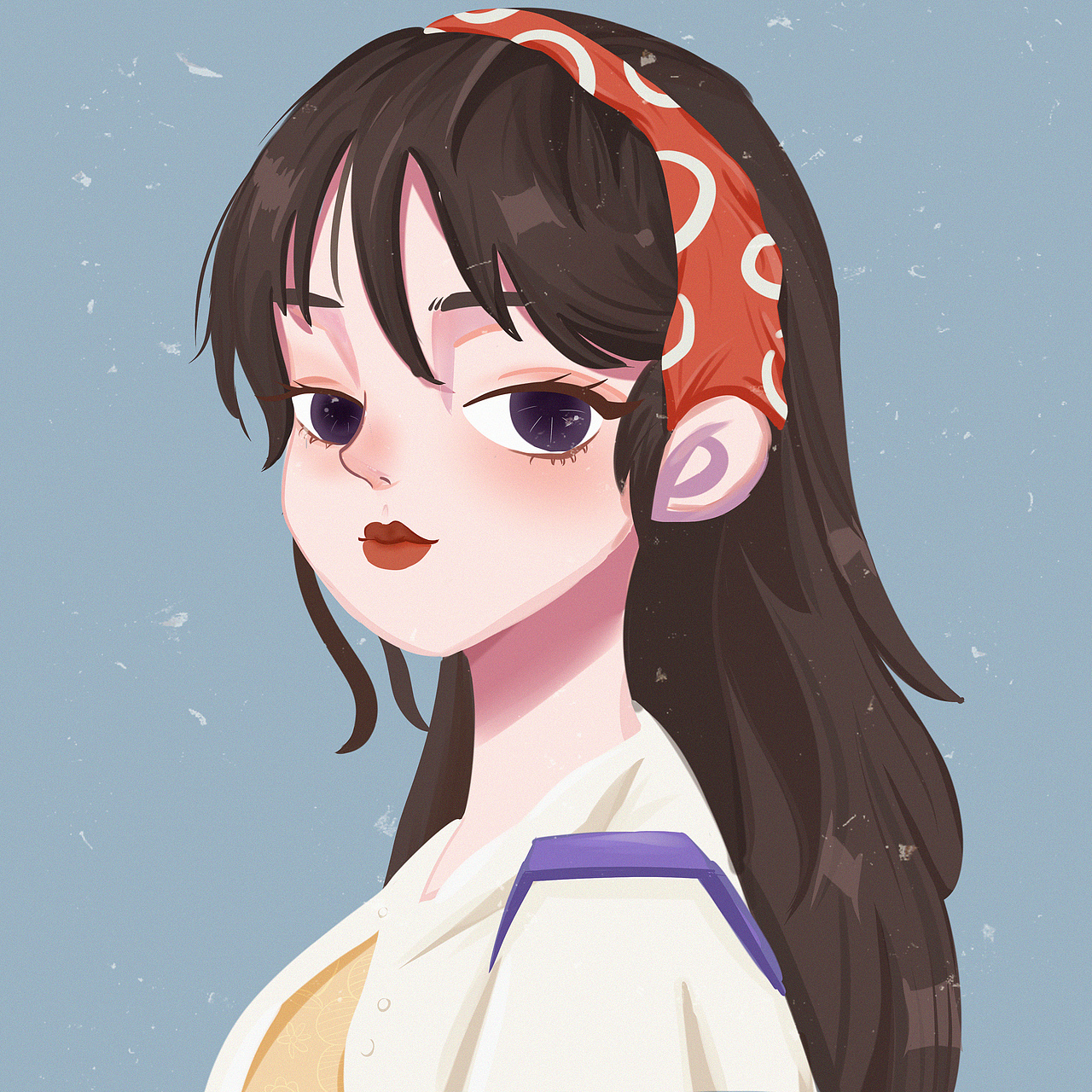 太喜欢这个风格的画风了,人物头像插画