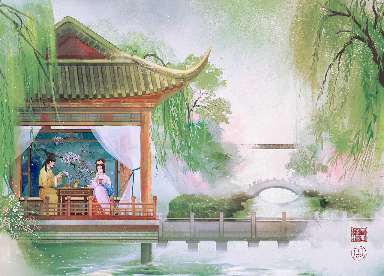 云想衣裳花想容。春风俯瞰露华浓