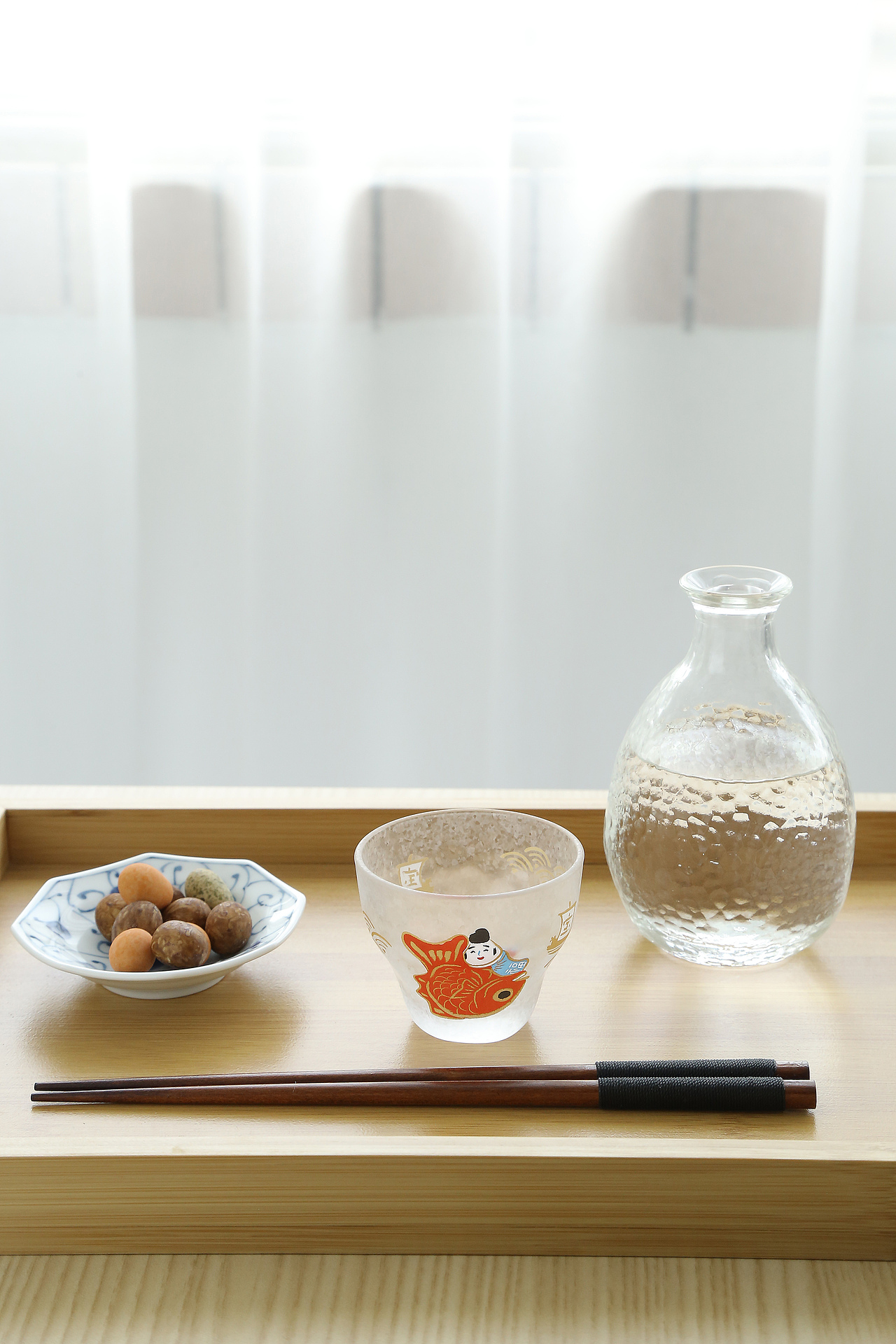 雪花纹吉祥物对杯手工玻璃杯