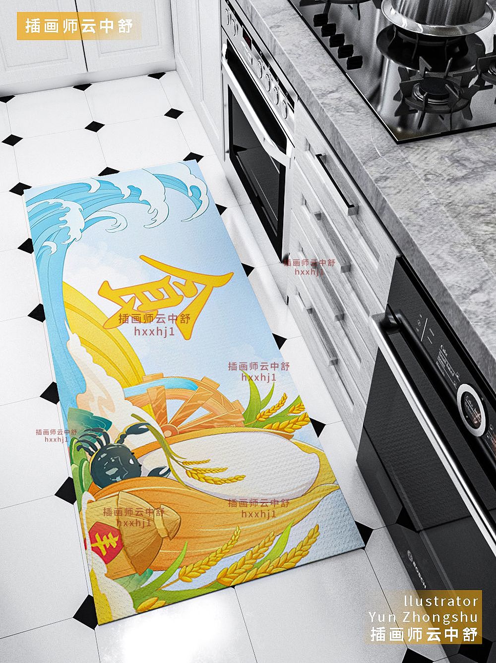 原创手绘包装|大米包装插画品牌包装设计