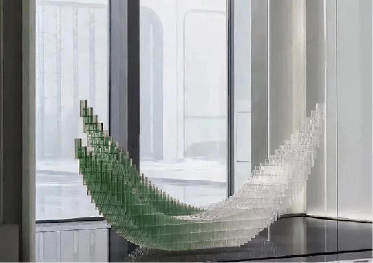 售楼处酒店大堂雕塑层叠透明亚克力装饰品艺术落地摆件