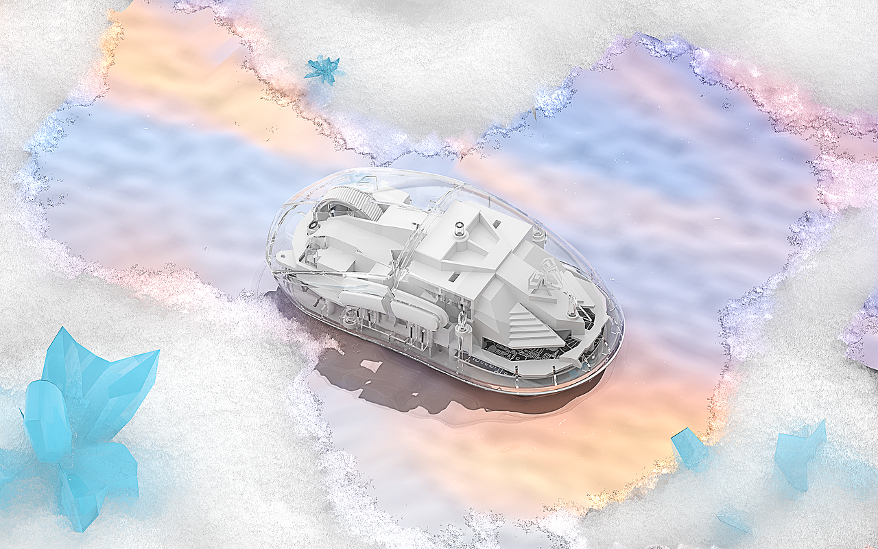 透明键盘鼠标渲染 | 雪地场景