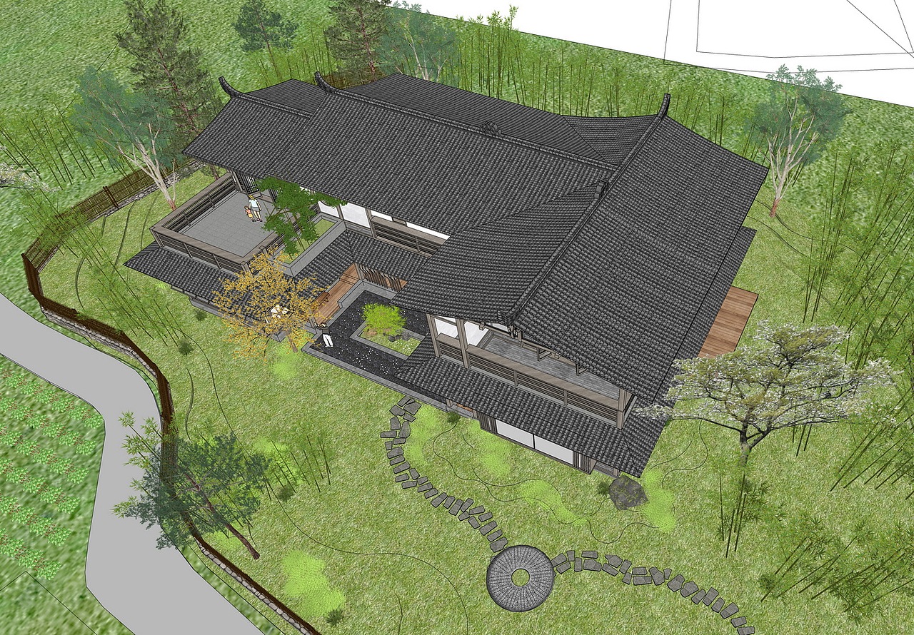 新中式民宿SU模型下载