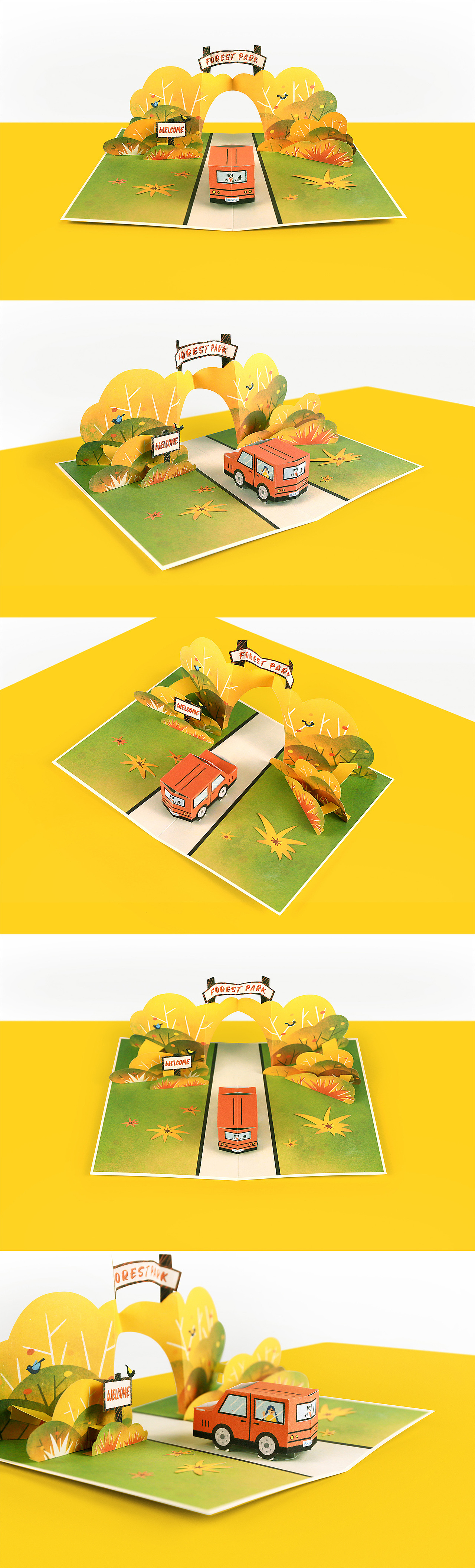 插画立体卡-去郊游