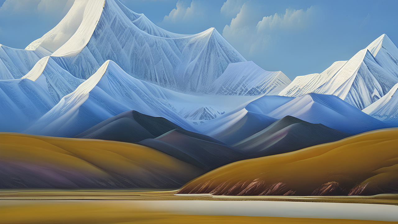 作品合集冰山一角之山水画迎客松会客厅背景画面贡嘎山