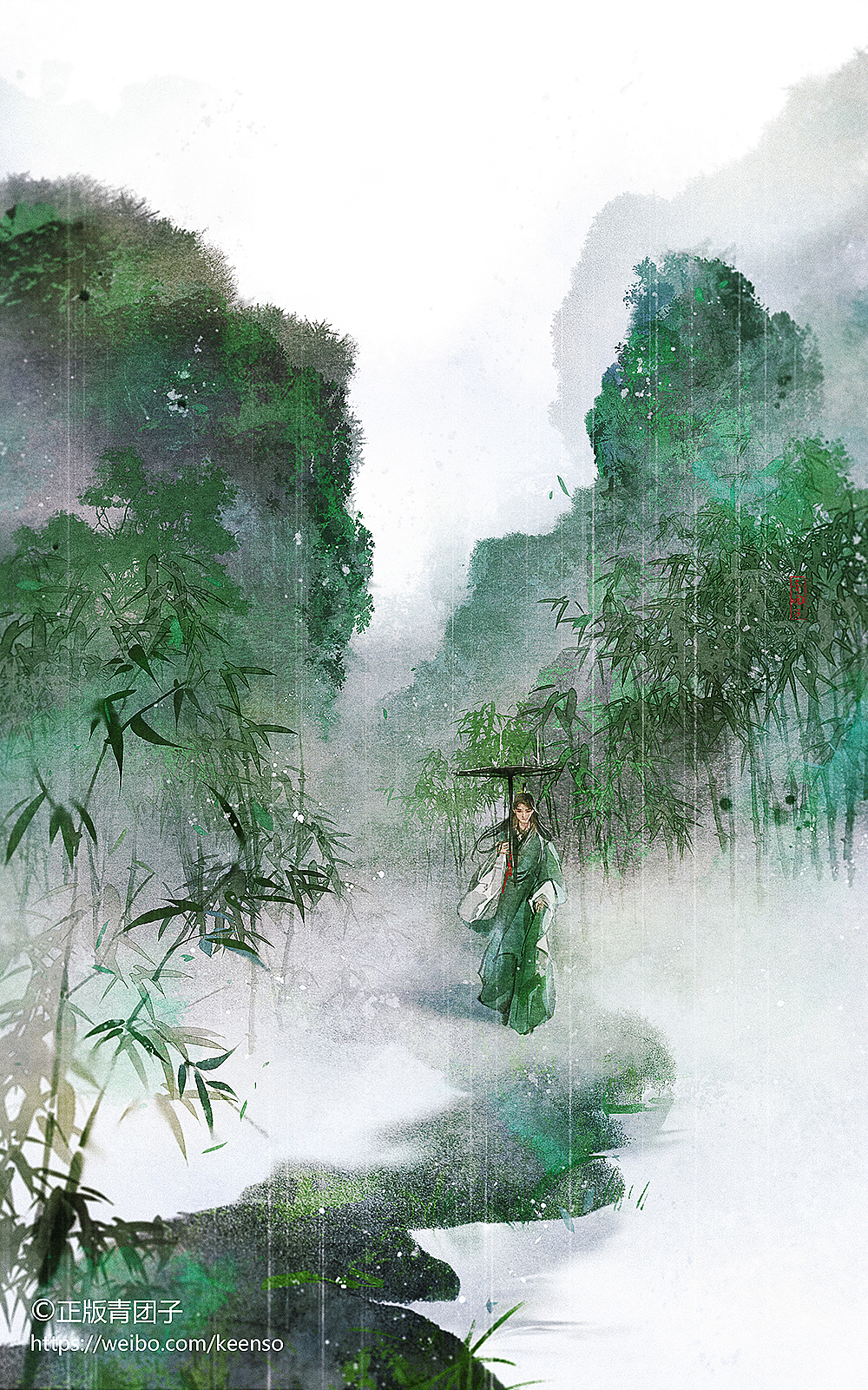 青衫烟雨客（图ZMzE2MTYwMjg4） - 艺术插画 - 站酷设计师正版青团子原创素材 - 站酷ZCOOL