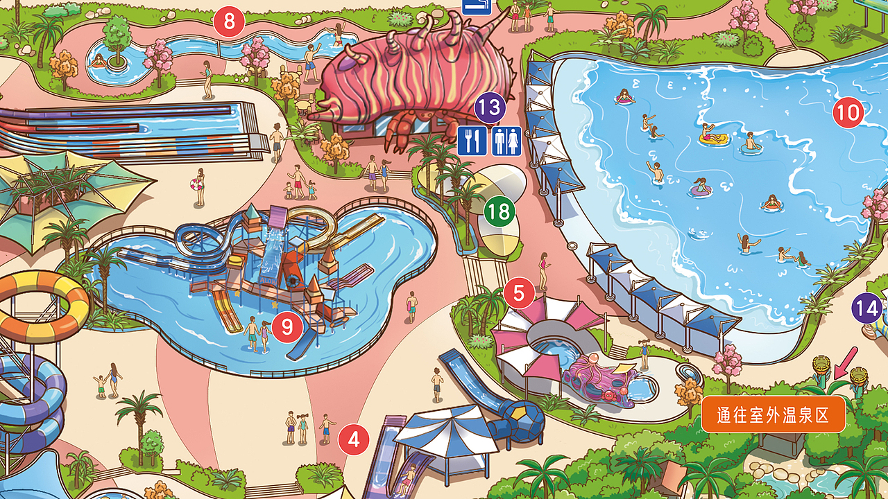 美林湖歡樂(lè)水世界手繪地圖（圖ZMzA4MTY0Nzc2） - 商業(yè)插畫(huà) - 站酷設(shè)計(jì)師JAS浩浩原創(chuàng)素材 - 站酷ZCOOL