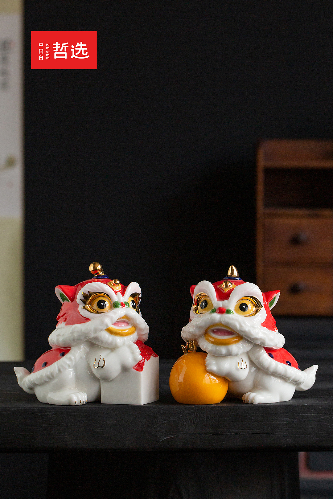 【中国白·哲选】狮舞升平系列摆件（图ZMzUyMjc1MDk2） - 生活用品 - 站酷设计师中国白哲选原创素材 - 站酷ZCOOL