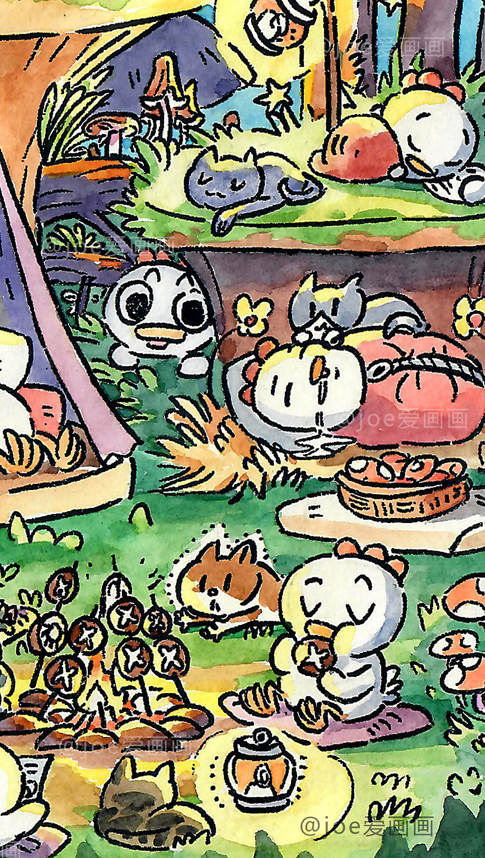 11岁女儿原创插画《粥粥鸡》