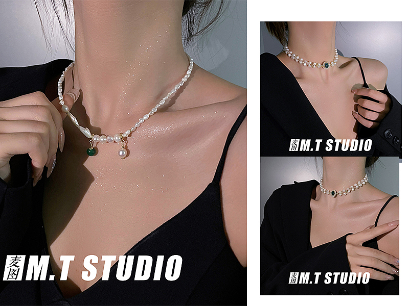 产品饰品拍摄 高级暗黑系项链无头风模特拍摄 复古项链