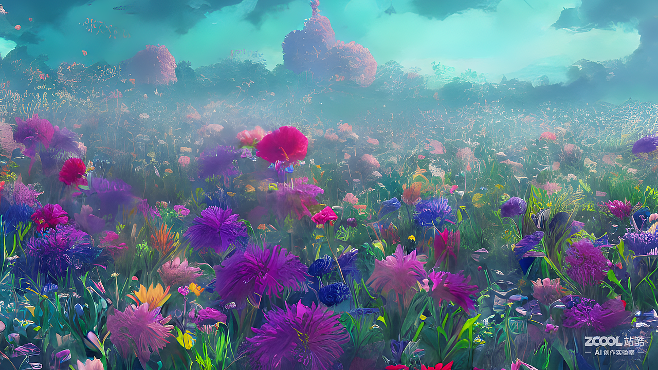 #AI创作实验室#梦境中的花海,空灵超凡,幻想,错综复