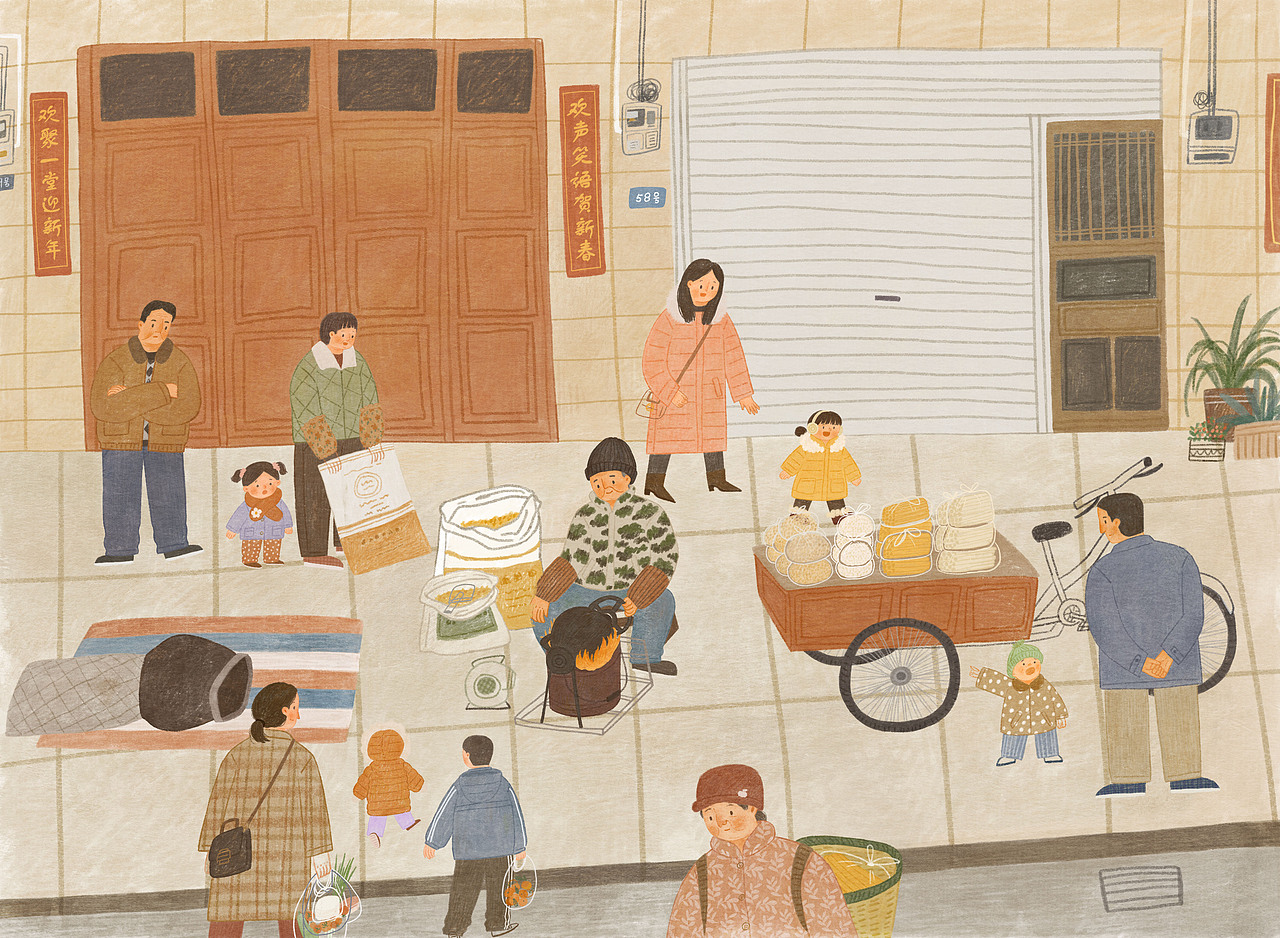 早市系列插画 | 老式爆米花