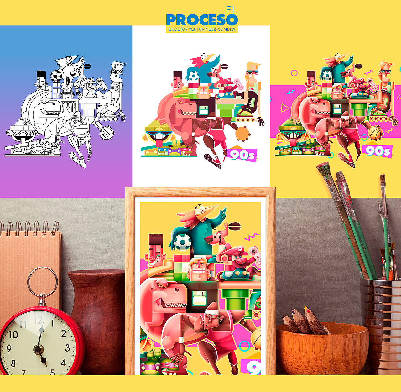 Mis 90's色彩搭配很舒服的插画设计