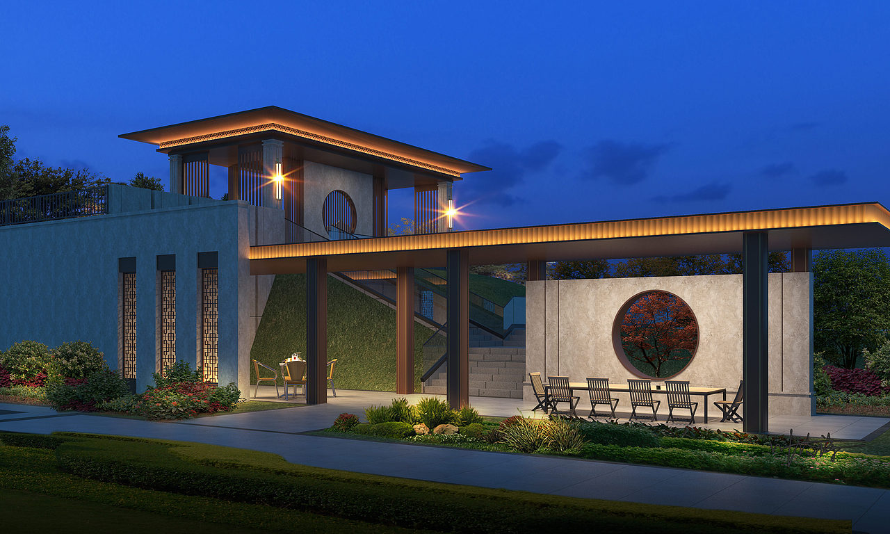 室外效果图|私家庭院花园设计