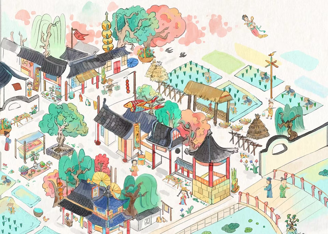 四季水稻图（长卷插画）（图ZMzYwNjEzNjYw） - 商业插画 - 站酷设计师春松客原创素材 - 站酷ZCOOL