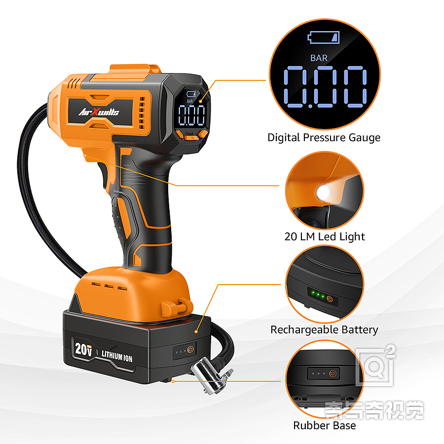 跨境电商亚马逊主图设计 产品渲染图片设计 充气泵主图