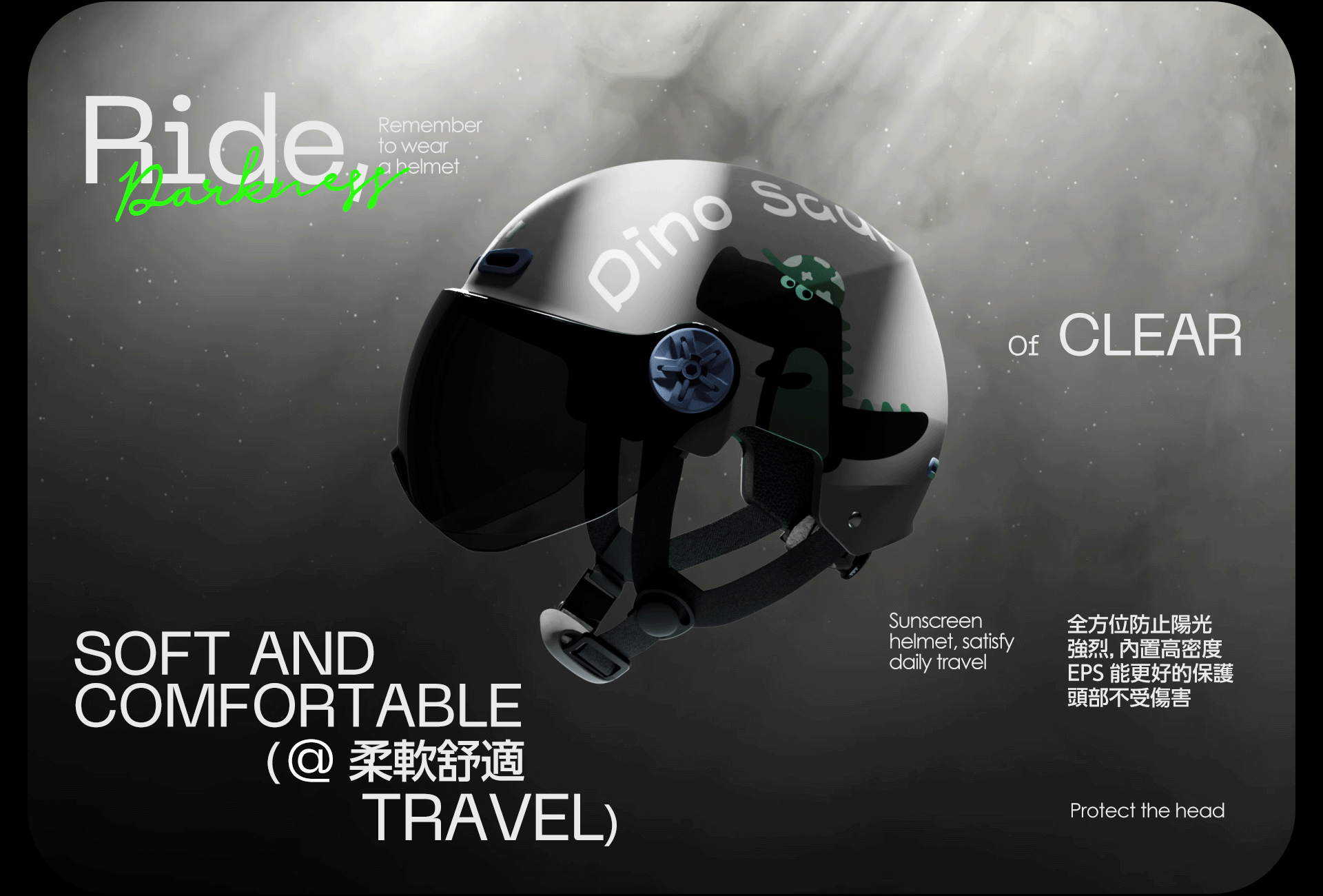 【头盔IP视觉形象】綠帽龍提醒~出行安全,戴好頭盔!