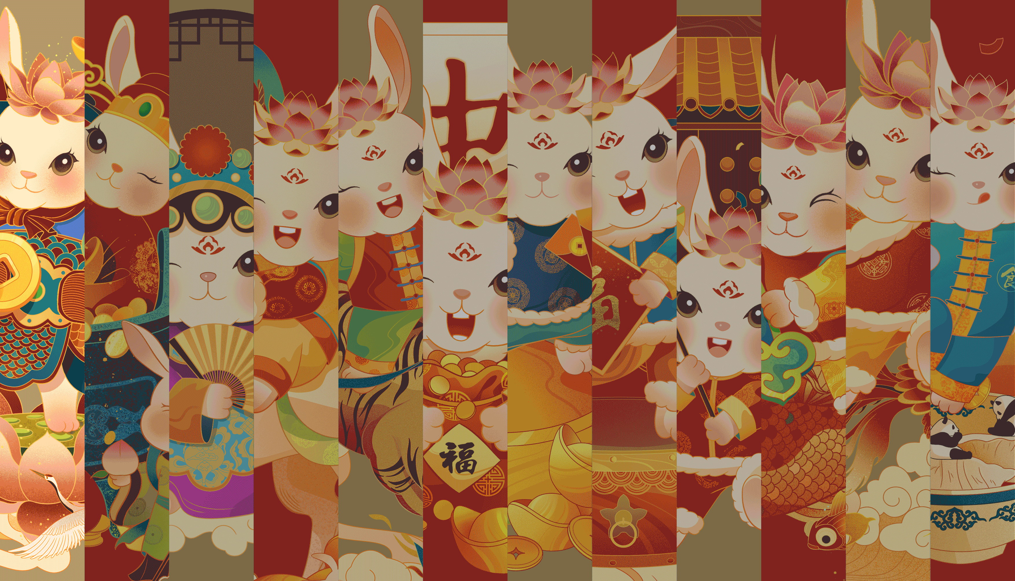 兔年贺图——福兔百态系列插画｜IP设计