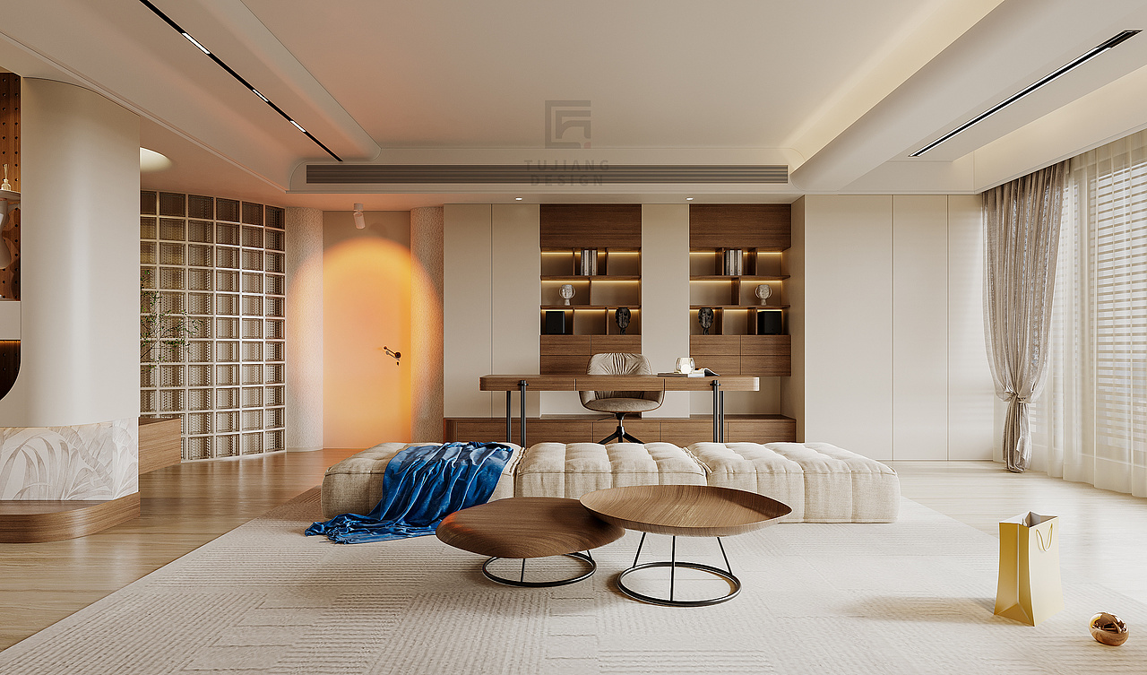 奶油原木私宅,通透光影下的舒适之家