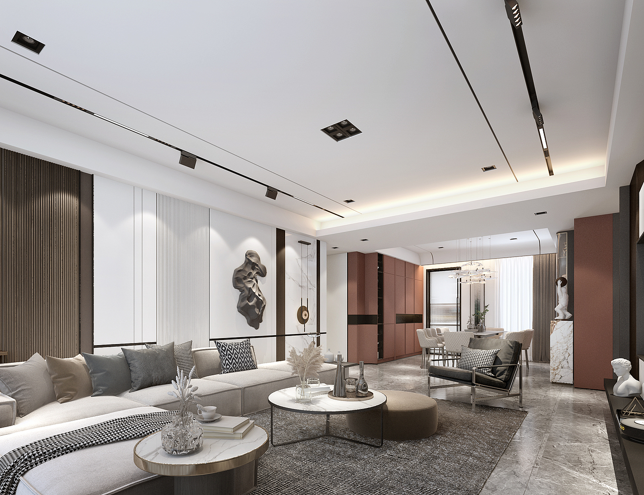 现代4室2厅3卫效果图案例