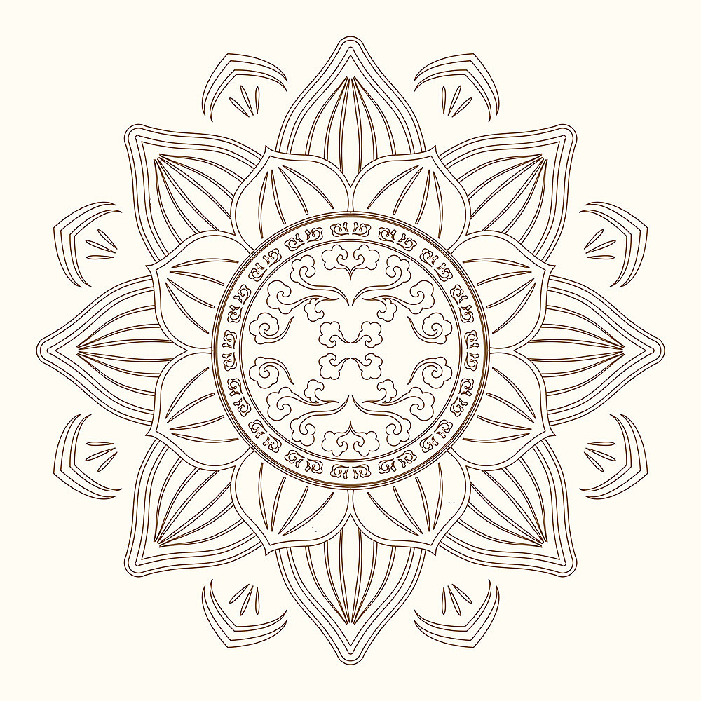 原创中式吉祥纹祥云莲花纹样