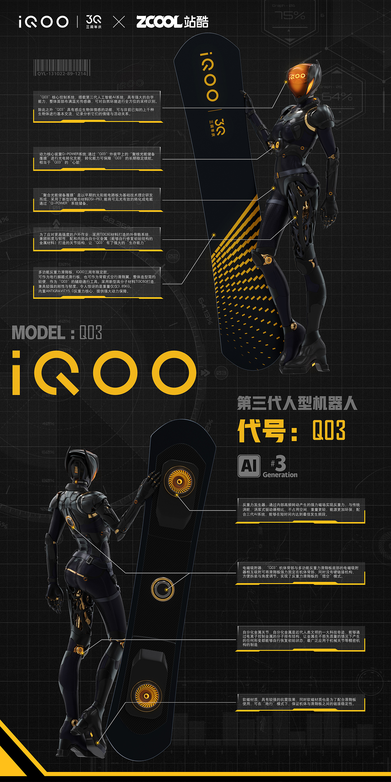 iQOO x 站酷【代号Q03第三代人型机器人】（图ZMjk3NjMwMTYw） - IP形象 - 站酷设计师DM秋原创素材 - 站酷ZCOOL