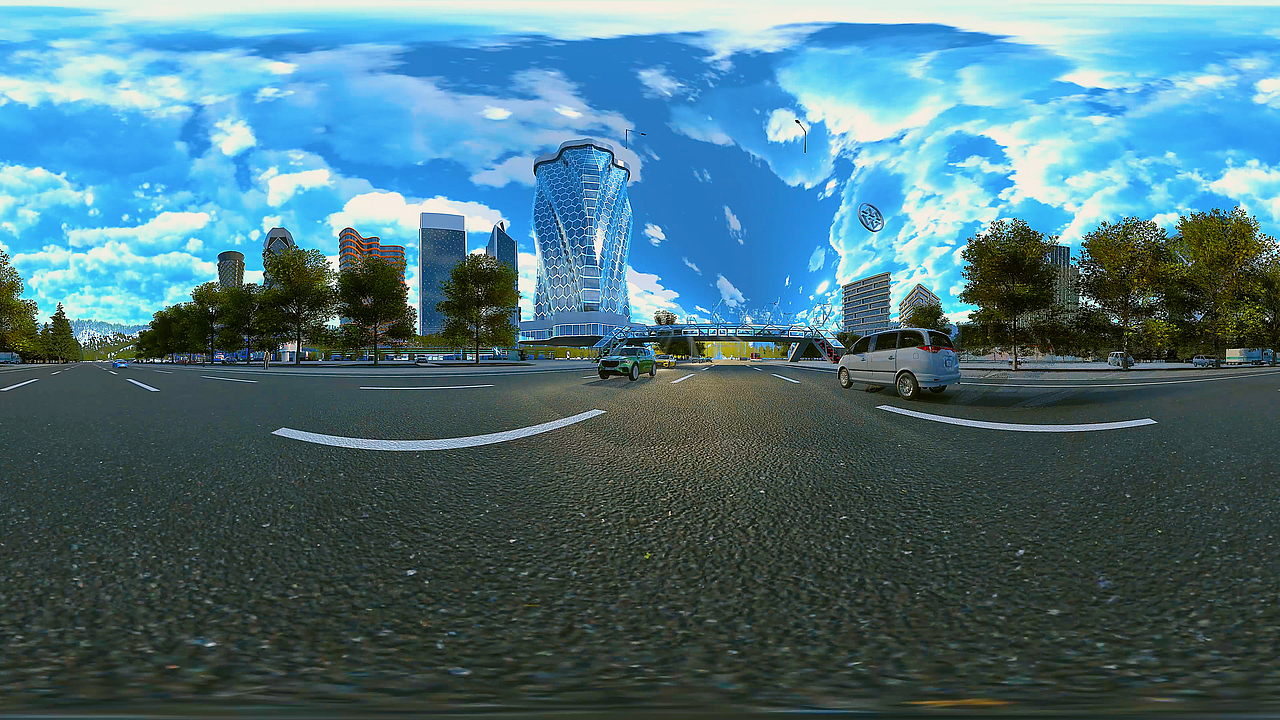 UE5.3大型运动图形建筑群汽车车队VR360全景展示