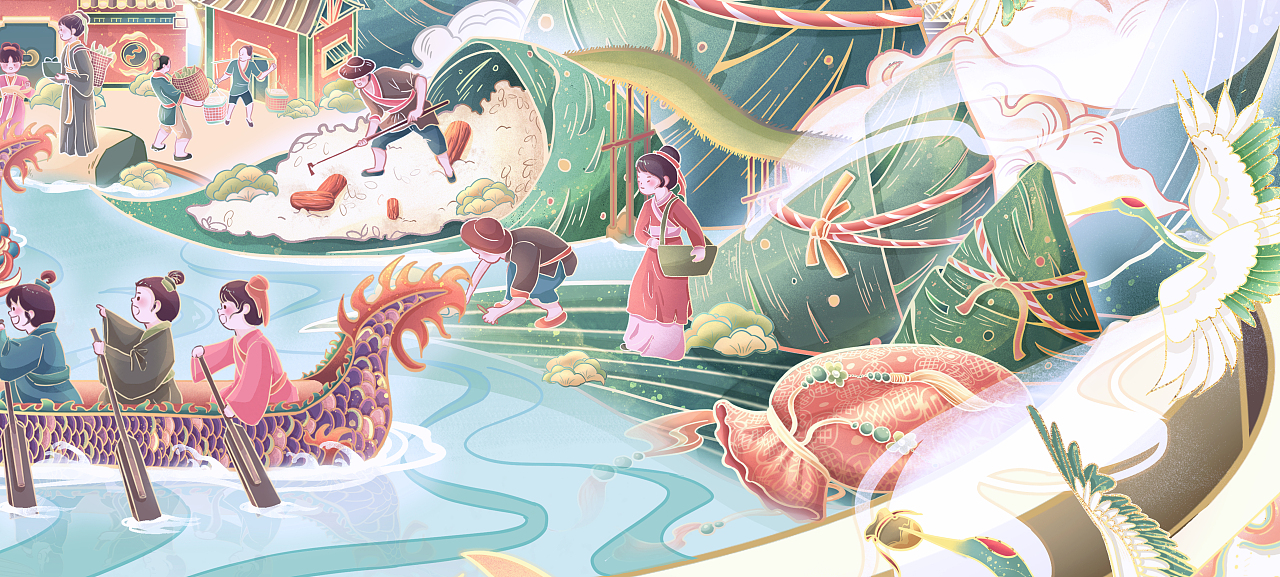【端午安康】——端午节国潮插画（图ZMzA1NzY5MzIw） - 商业插画 - 站酷设计师许阿啾Eek原创素材 - 站酷ZCOOL