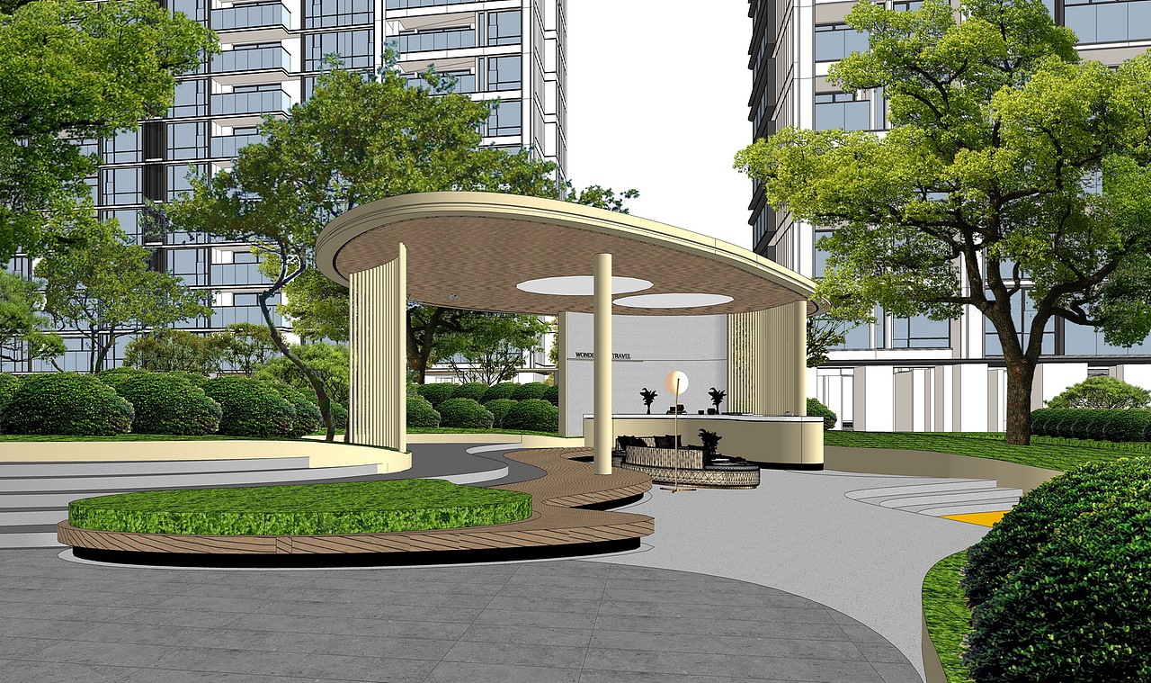 新乔高公馆大区景观SU模型下载