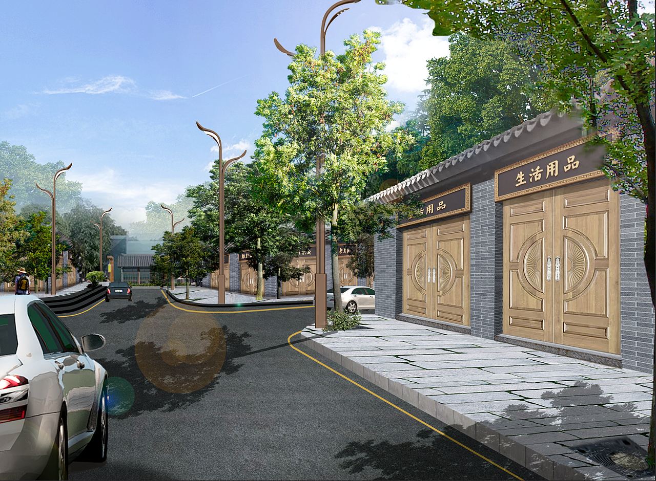 PS 效果图 乡村街道改造-PS造景（图ZMzQzMDA1MjI4） - 商业空间设计 - 站酷设计师黑琦原创素材 - 站酷ZCOOL