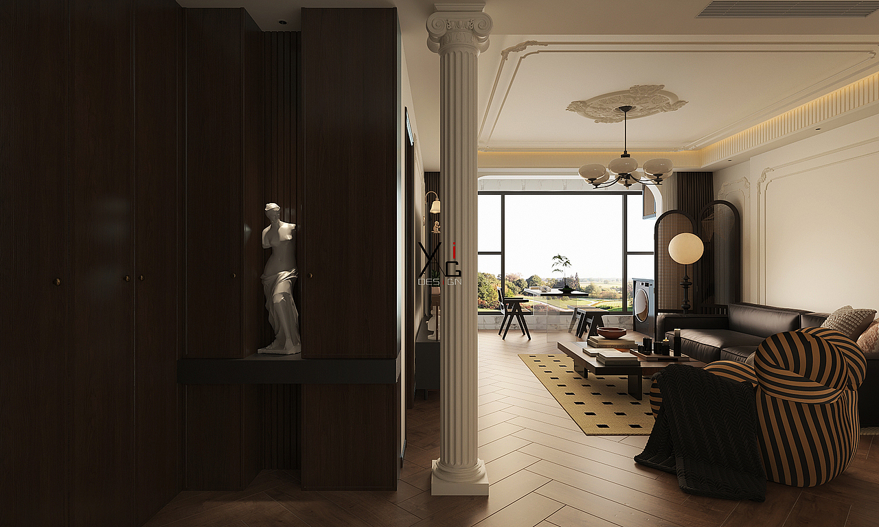 焦糖色177平米法式复古/硬装才十五万