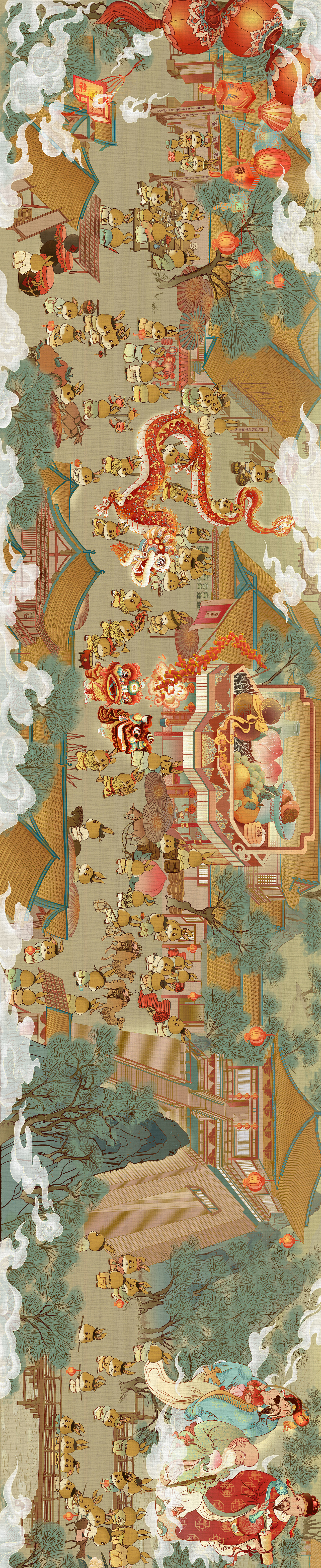 卯兔上河图 2023兔年春节贺岁商业插画